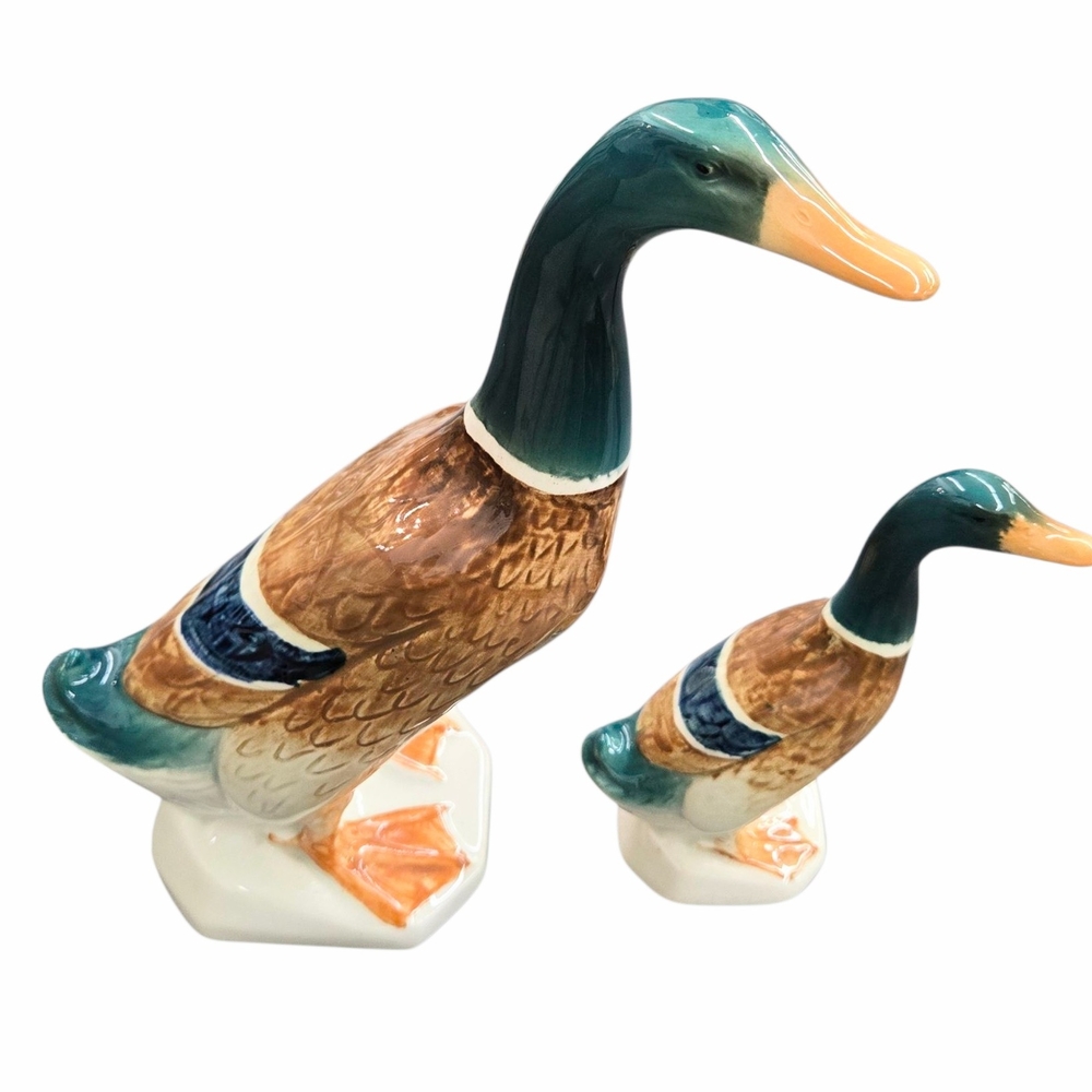 Elegant Beswick Ceramic Duck Figurine Set - Teal and Brown